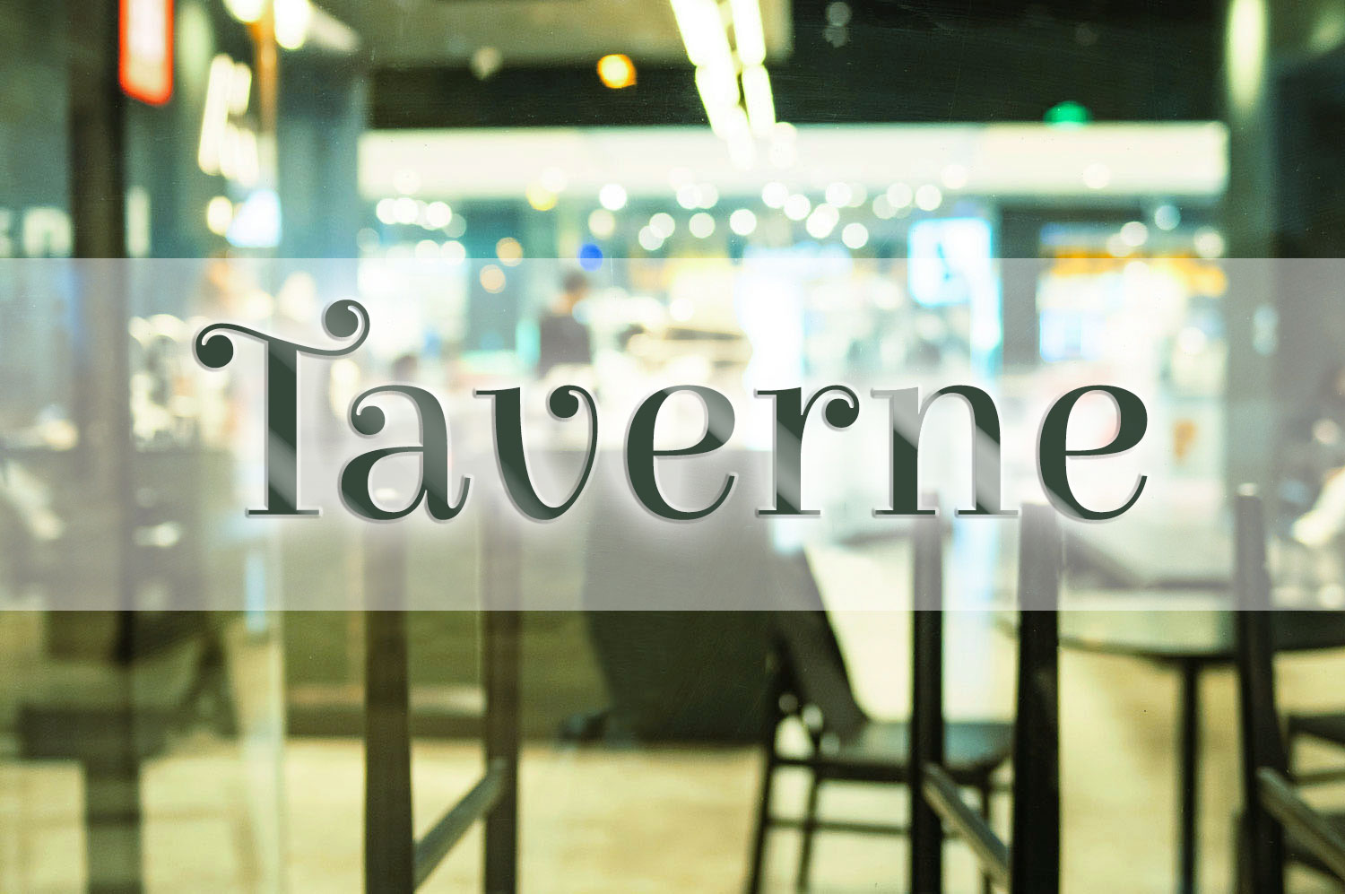 Taverne Schaufenster (Foto/Design: © Till Neuer), Foto im Layout: Hintergrund lizenzfrei unsplash.com